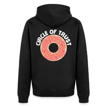 Donuts Kreis des Vertrauens Foodie Geschenk - Unisex Premium Bio Zip Hoodie - Schwarz - Hinten - Nico (187cm)
