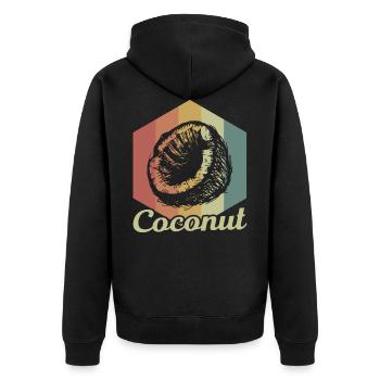 Coconut Retro Vegan Cool Gift - Unisex Premium Organic Zip Hoodie - black - Back - Nico (187cm)