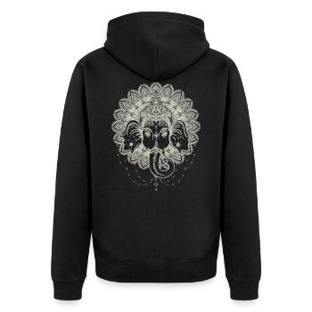 Sak Yant Thai Tattoo Elephant Cool Gift - Unisex Premium Organic Zip Hoodie - black - Back - Nico (187cm)