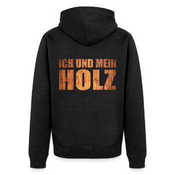 Ich Und Mein Holz Tischler / Schreiner / Zimmerer - Unisex Premium Bio Zip Hoodie - Schwarz - Hinten - Nico (187cm)