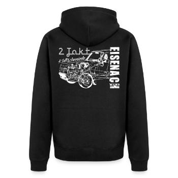 Wartburg 353 DDR Kultschmiede Eisenach - Unisex Premium Bio Zip Hoodie - Schwarz - Hinten - Nico (187cm)
