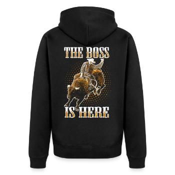 Bull Riding Rodeo Western Texas Bullriding USA - Unisex Premium Organic Zip Hoodie - black - Back - Nico (187cm)