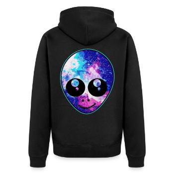 Aliens - Unisex Premium Bio Zip Hoodie - Schwarz - Hinten - Nico (187cm)