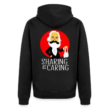 Kommunismus - Unisex Premium Bio Zip Hoodie - Schwarz - Hinten - Nico (187cm)