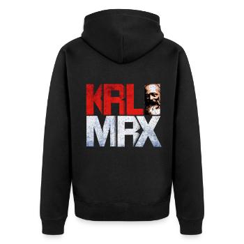 Kommunismus - Unisex Premium Bio Zip Hoodie - Schwarz - Hinten - Nico (187cm)