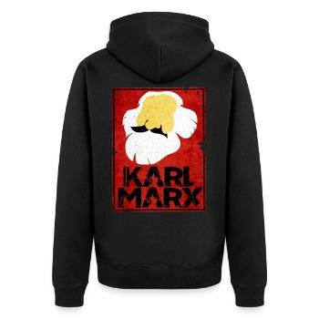 Kommunismus - Unisex Premium Bio Zip Hoodie - Schwarz - Hinten - Nico (187cm)