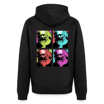Kommunismus - Unisex Premium Bio Zip Hoodie - Schwarz - Hinten - Nico (187cm)