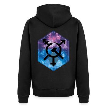 Kommunismus Lenin Marx Klassenkampf Sozial - Unisex Premium Bio Zip Hoodie - Schwarz - Hinten - Nico (187cm)
