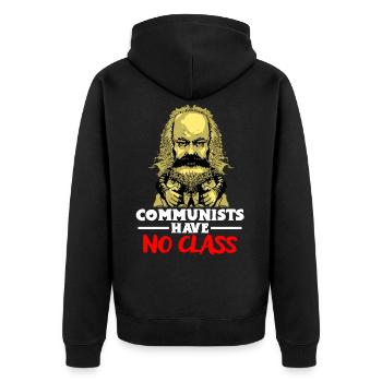 Kommunismus Lenin Marx Klassenkampf Sozial - Unisex Premium Bio Zip Hoodie - Schwarz - Hinten - Nico (187cm)