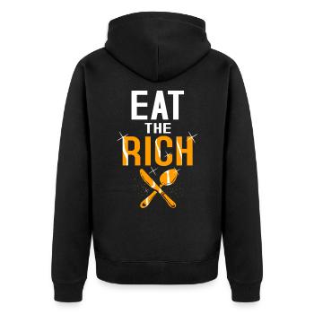 Kommunismus Lenin Marx Klassenkampf Sozial - Unisex Premium Bio Zip Hoodie - Schwarz - Hinten - Nico (187cm)