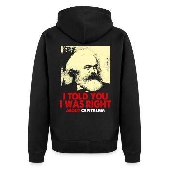 Kommunismus Lenin Marx Klassenkampf Sozial - Unisex Premium Bio Zip Hoodie - Schwarz - Hinten - Nico (187cm)