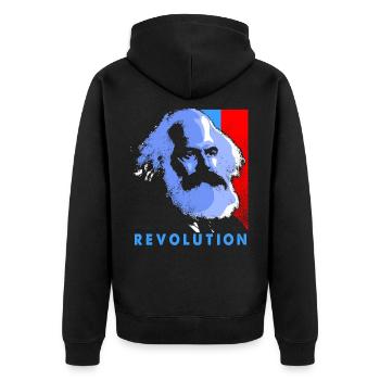 Kommunismus Lenin Marx Klassenkampf Sozial - Unisex Premium Bio Zip Hoodie - Schwarz - Hinten - Nico (187cm)