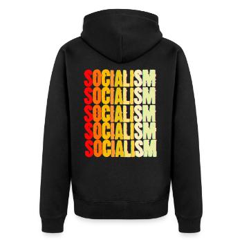 Kommunismus Lenin Marx Klassenkampf Sozial - Unisex Premium Bio Zip Hoodie - Schwarz - Hinten - Nico (187cm)