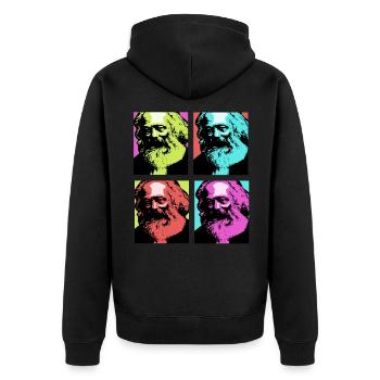 Kommunismus Lenin Marx Klassenkampf Sozial - Unisex Premium Bio Zip Hoodie - Schwarz - Hinten - Nico (187cm)