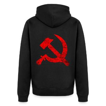 Kommunismus Lenin Marx Klassenkampf Sozial - Unisex Premium Bio Zip Hoodie - Schwarz - Hinten - Nico (187cm)