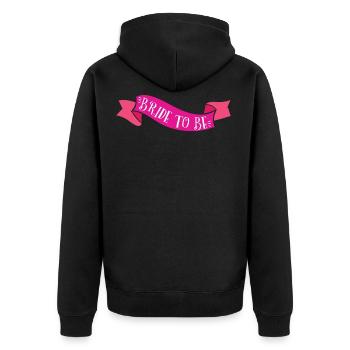 Braut Bride to be JGA Party Hochzeit Geschenk - Unisex Premium Bio Zip Hoodie - Schwarz - Hinten - Nico (187cm)