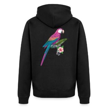 Papagei Ara Vogel Ornithologe Cooles Geschenk - Unisex Premium Bio Zip Hoodie - Schwarz - Hinten - Nico (187cm)