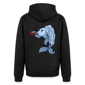 Drunk fish - Unisex Premium Organic Zip Hoodie - black - Back - Nico (187cm)
