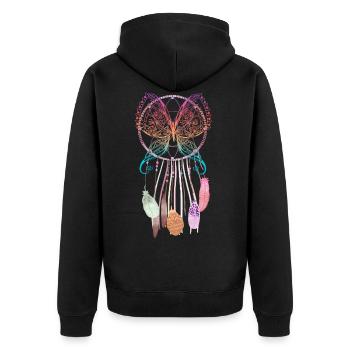 Schmetteling Traumfänger Hippie - Unisex Premium Bio Zip Hoodie - Schwarz - Hinten - Nico (187cm)