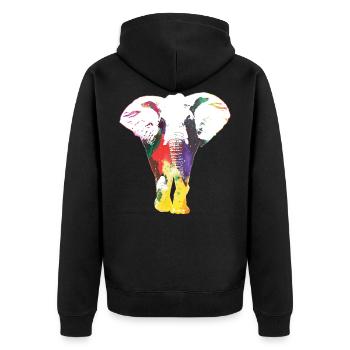 Elefant Regenbogen Wildlife Cooles Geschenk - Unisex Premium Bio Zip Hoodie - Schwarz - Hinten - Nico (187cm)