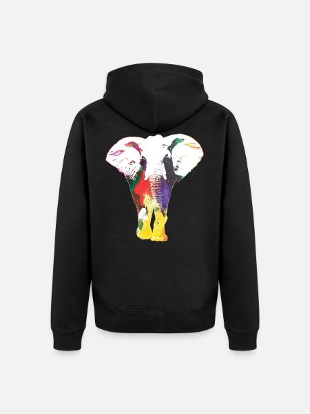 Elephant Rainbow Wildlife Cool Cadeau - Veste à capuche bio Premium Unisexe - noir
