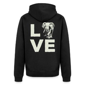 Elephant Love Animal Zoo Wildlife Cool Gift - Unisex Premium Organic Zip Hoodie - black - Back - Nico (187cm)