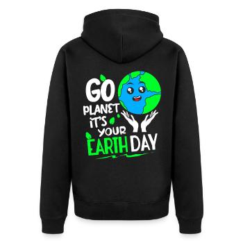 Changement climatique Earth Day Protection de l’environnement Bio Terre - Veste à capuche bio Premium Unisexe - noir - Dos - Nico (187cm)