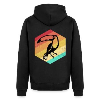 Toucan - Unisex Premium Organic Zip Hoodie - black - Back - Nico (187cm)