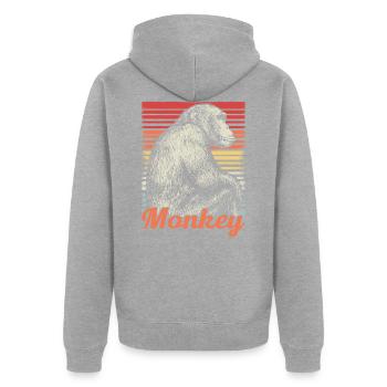 Singe animal Mignon Safari Retro Cool Cadeau - Veste à capuche bio Premium Unisexe - gris chiné - Dos - Nico (187cm)