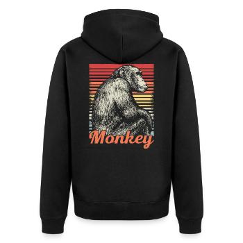 Monkey Animal Cute Safari Retro Cool Gift - Unisex Premium Organic Zip Hoodie - black - Back - Nico (187cm)