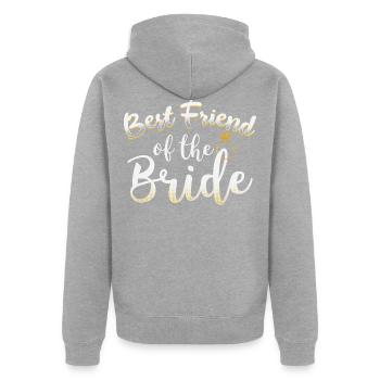 Beste Freundin der Braut Ehering JGA Geschenk - Unisex Premium Bio Zip Hoodie - Grau meliert - Hinten - Nico (187cm)