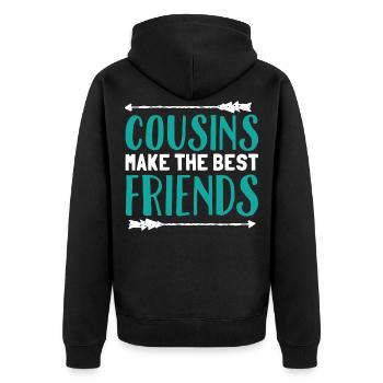 Beste Freunde Cousin Familie Cooles Geschenk - Unisex Premium Bio Zip Hoodie - Schwarz - Hinten - Nico (187cm)