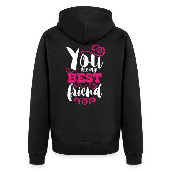 Du bist mein bester Freund Cooles Geschenk - Unisex Premium Bio Zip Hoodie - Schwarz - Hinten - Nico (187cm)