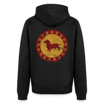 Dackel - Unisex Premium Bio Zip Hoodie - Schwarz - Hinten - Nico (187cm)