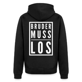 Brother gotta go: G Style - Unisex Premium Organic Zip Hoodie - black - Back - Nico (187cm)