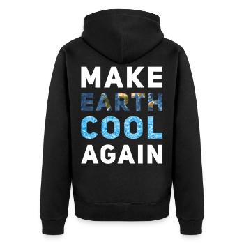 Make Earth cool again - Unisex Premium Bio Zip Hoodie - Schwarz - Hinten - Nico (187cm)