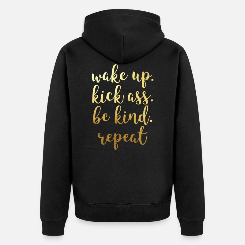 Kick ass repeat - Unisex Premium Bio Zip Hoodie - Schwarz