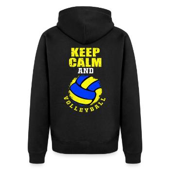 Volleyball - Unisex Premium Bio Zip Hoodie - Schwarz - Hinten - Nico (187cm)