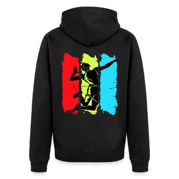 Volleyball Team Set Volley Beach Volleyballer Ball - Unisex Premium Bio Zip Hoodie - Schwarz - Hinten - Nico (187cm)