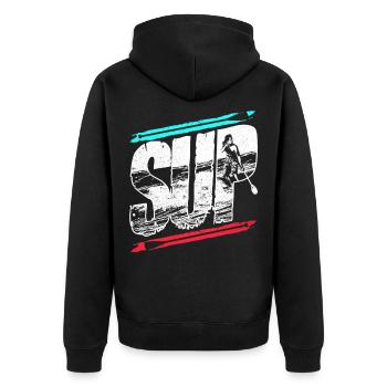 Stand Up Paddel - Unisex Premium Bio Zip Hoodie - Schwarz - Hinten - Nico (187cm)