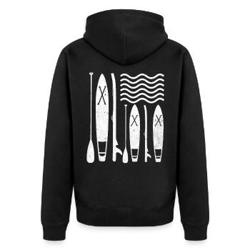 Stand Up Paddel - Unisex Premium Bio Zip Hoodie - Schwarz - Hinten - Nico (187cm)