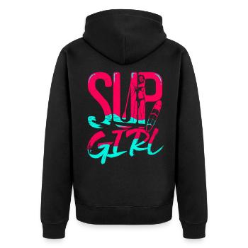 Stand Up Paddel - Unisex Premium Bio Zip Hoodie - Schwarz - Hinten - Nico (187cm)