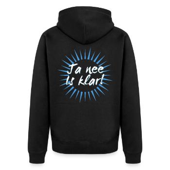 Yeah, right - Unisex Premium Organic Zip Hoodie - black - Back - Nico (187cm)