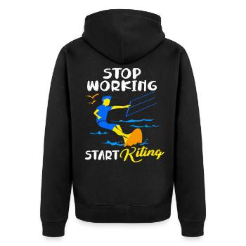 Kiteboard - Unisex Premium Bio Zip Hoodie - Schwarz - Hinten - Nico (187cm)