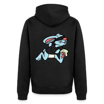 Rabbit Thief Rabbit Robber - Unisex Premium Organic Zip Hoodie - black - Back - Nico (187cm)