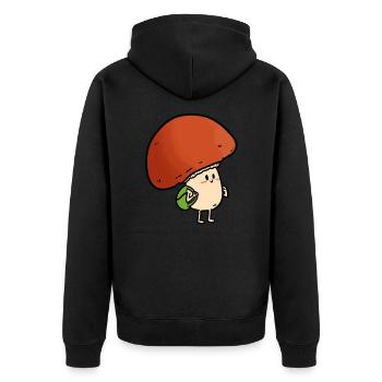 Pilz Schüler , Mushroom - Unisex Premium Bio Zip Hoodie - Schwarz - Hinten - Nico (187cm)