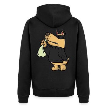 Dog Robber , Hunde Räuber - Unisex Premium Bio Zip Hoodie - Schwarz - Hinten - Nico (187cm)