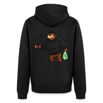 Robber Bear , Bär Räuber - Unisex Premium Bio Zip Hoodie - Schwarz - Hinten - Nico (187cm)