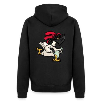 Chicken Robber, Hänchen robber - Unisex Premium Organic Zip Hoodie - black - Back - Nico (187cm)