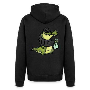 Alligator robber, Aligator Räuber - Unisex Premium Bio Zip Hoodie - Schwarz - Hinten - Nico (187cm)